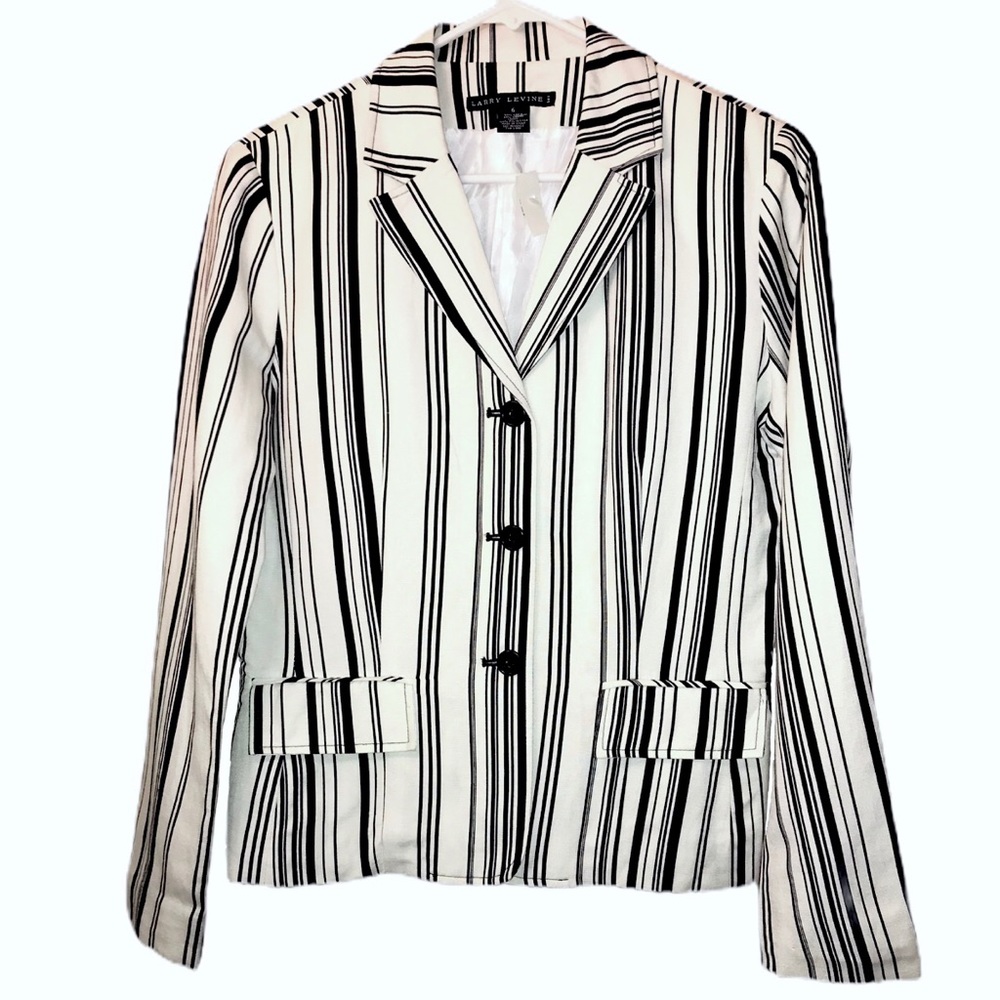 NWT Larry Levine Lined Linen Blend Blazer Jacket